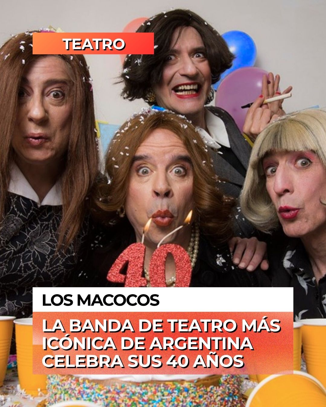 Elenco de Los Macocos en la obra Chau Macoco en el Teatro Regio.