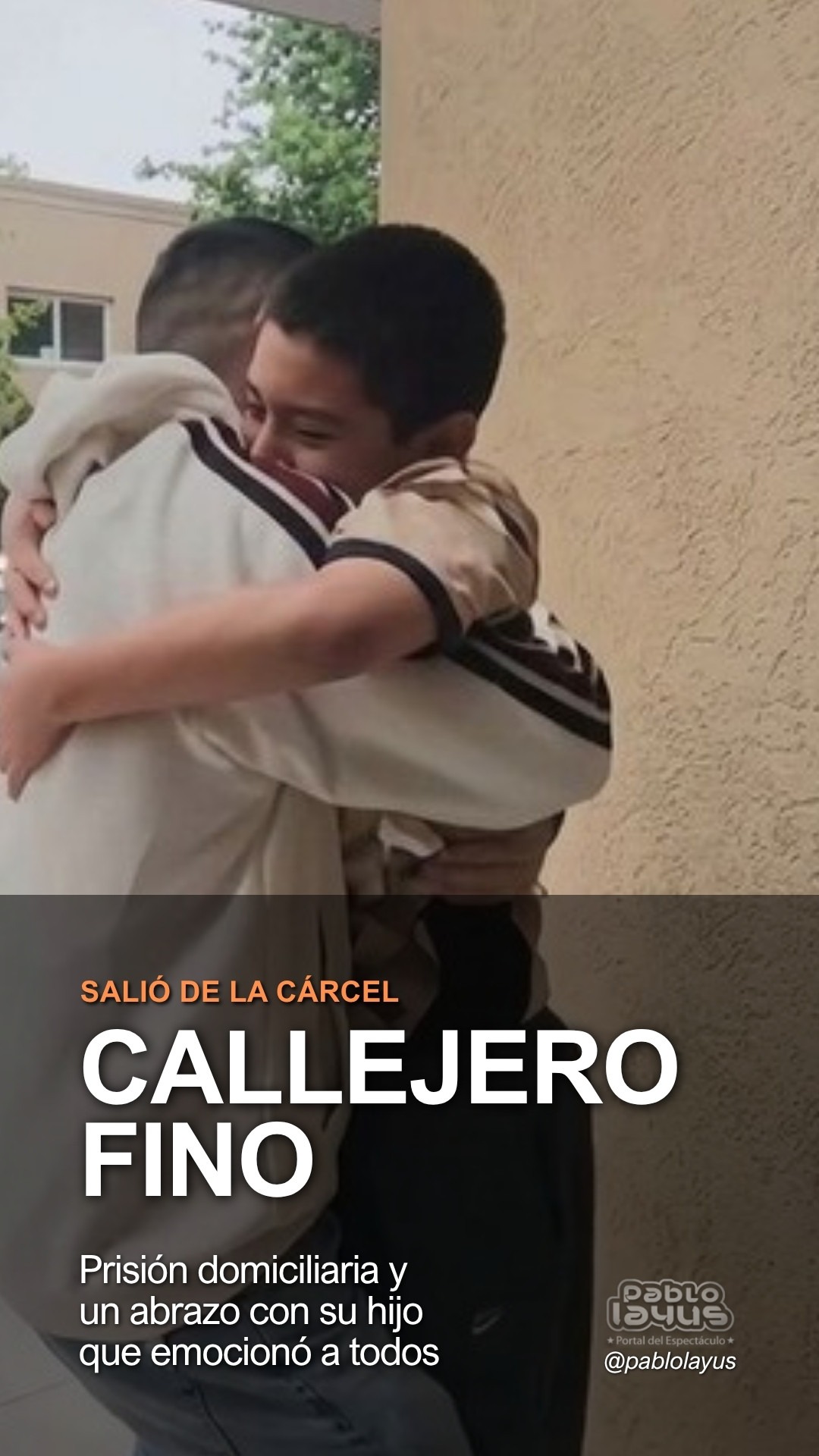 Callejero Fino al salir de la cárcel con prisión domiciliaria abraza a su hijo