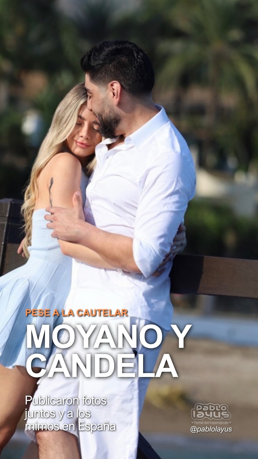 Facundo Moyano y Candela Arizaga abrazados en España