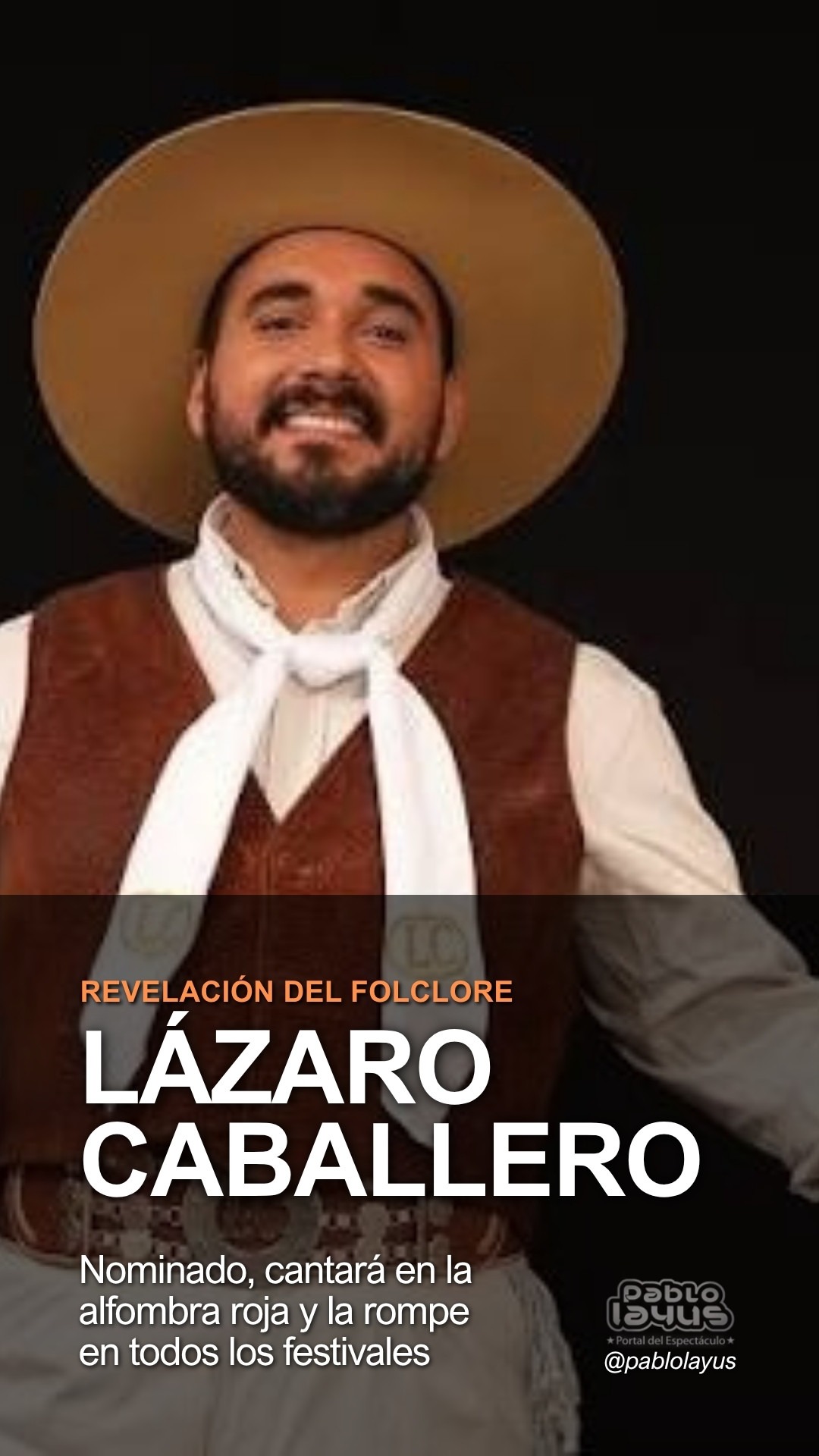 Lázaro Caballero, cantante de folclore nominado como Artista Revelación Masculino
